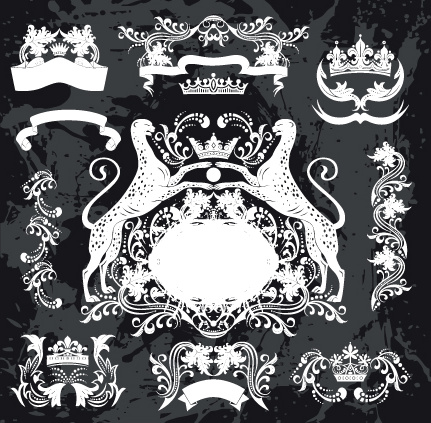 Schwarz-Weißes Wappen Wappen Vector 4