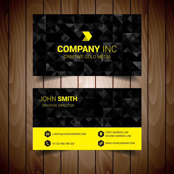 hitam dan kuning abstrak business card perusahaan