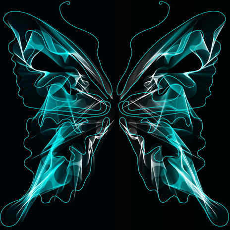 sfondo nero con brillante farfalla vettore grafica