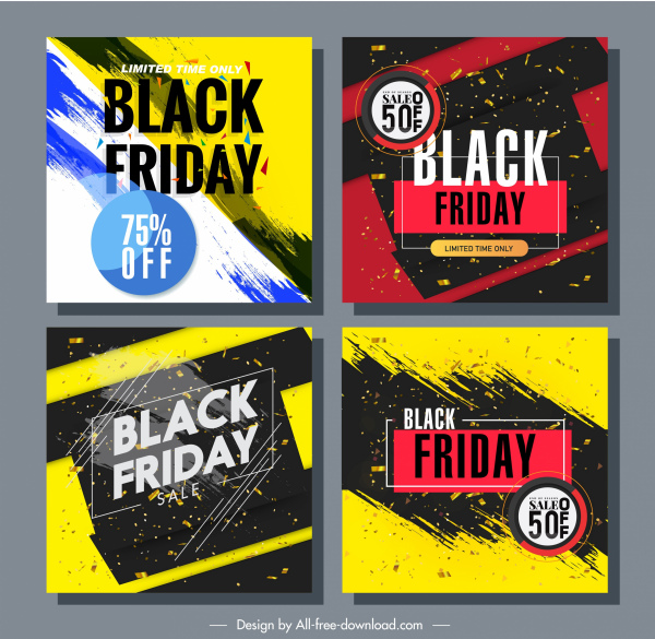 affiches vendredi noir modèles modernes dynamique sourge colorée