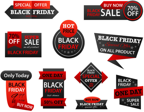 Black Friday Promotion Sets mit Schwarz und Rot