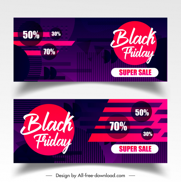 Black Friday venda banners decoração moderna de cores escuras