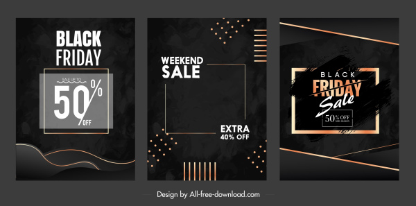 bannières de vente de vendredi noir conception dynamique sombre moderne