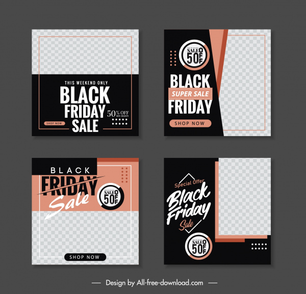 black friday cartazes de venda elegante decoração de contraste quadrimestado