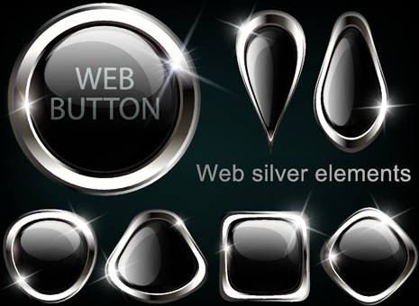 黑色玻璃质感的网页按钮矢量