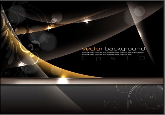 Negro brillante y Gloden elementos Vector Backgrounds