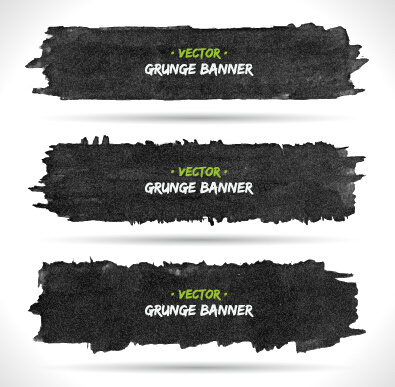 Black Ink Grunge Banner Vector Set