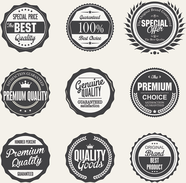 serie di etichette di qualità premium nero