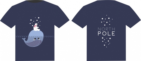 Schwarzes t-Shirt Vorlage Nordpol Design-Elemente