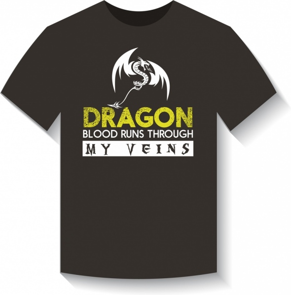 l'icône de tshirt dragon noir modèle textes décoration