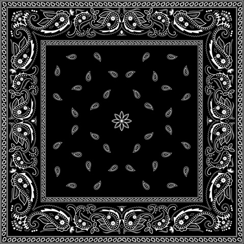 Black With White Bandana Patterns Design Vector