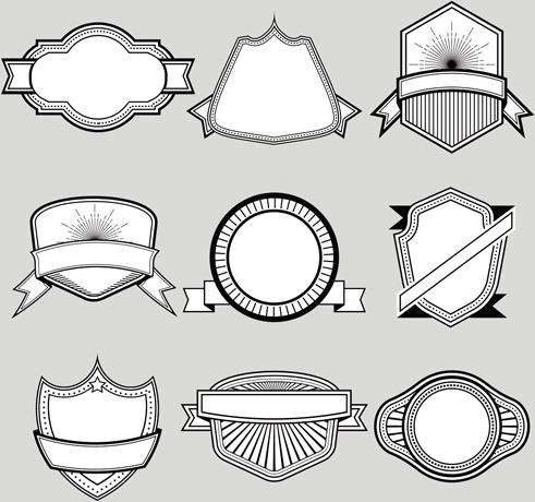 Black With White Blank Labels Vector Set