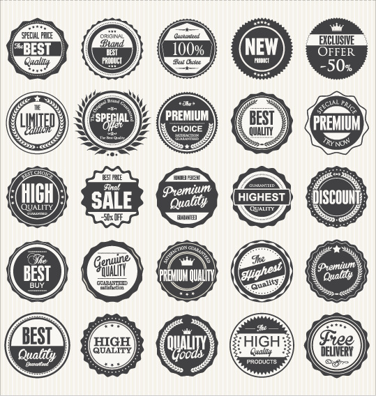 Black With White Premium Quality Labels Vector