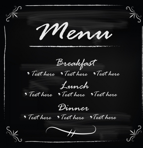 papan tulis bingkai template menu vektor