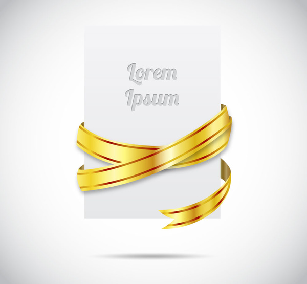 金色のリボンと lorem のイプサムと空白のカード