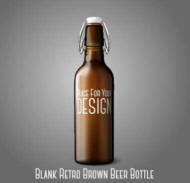 vecteur de bouteille de bière brune rétro blanc
