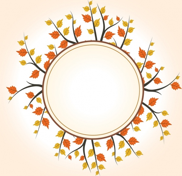圓框黃色秋天空白葉裝飾