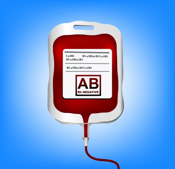 Bolsa de color sangre que contiene el icono de diseño plano