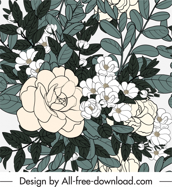 blühende Blume Malerei klassische handgezeichnete Skizze