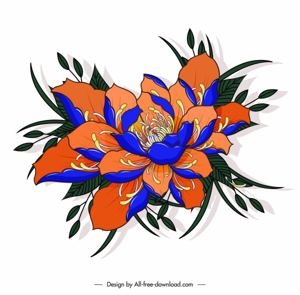 цветущий цветок живопись красочный классический дизайн