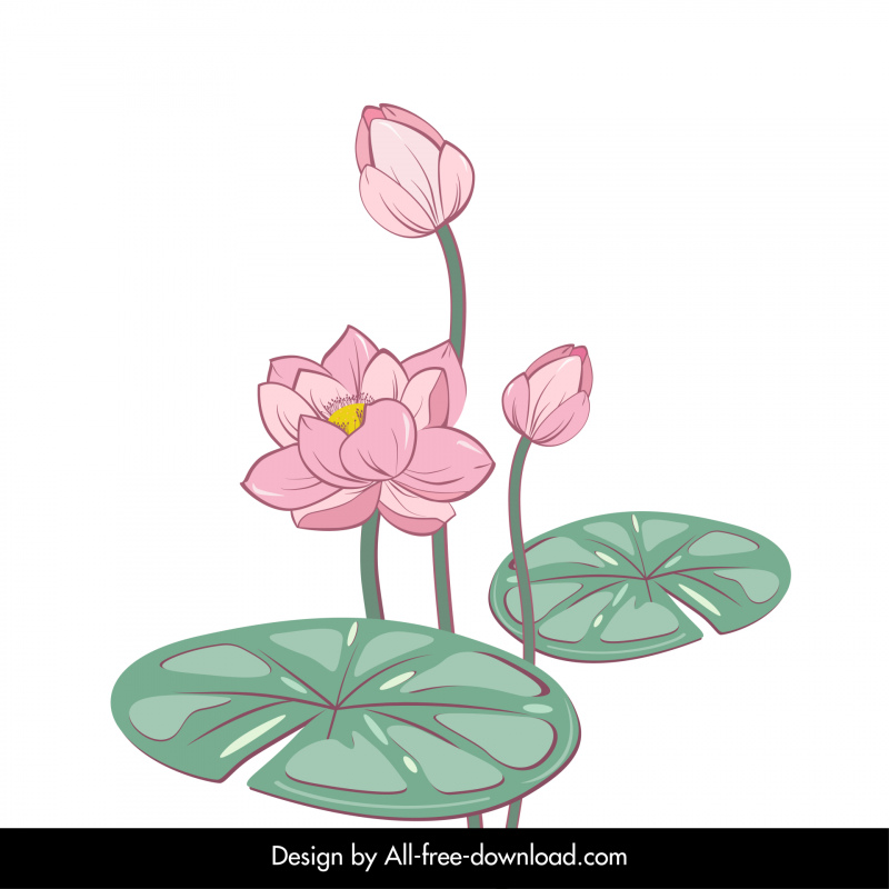 咲く蓮の花のアイコンエレガントなレトロな手描きのスケッチ
