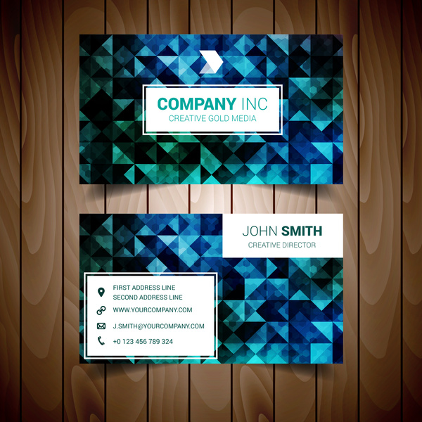 biru dan hijau abstrak business card perusahaan