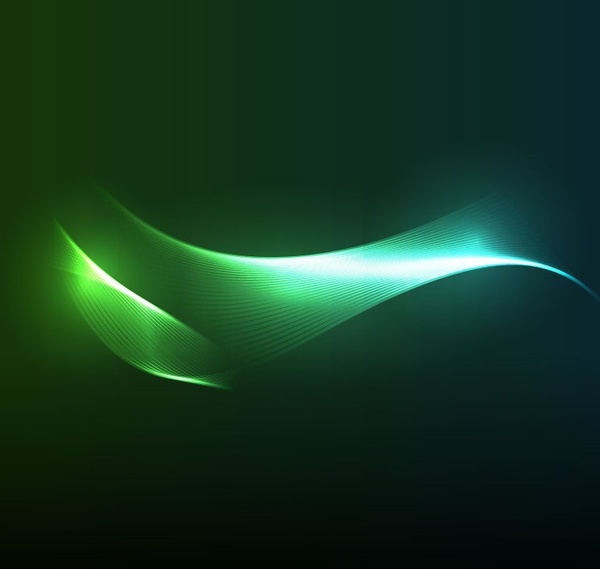 Tonos azules y verdes ola línea en luz oscura background Vector Graphic