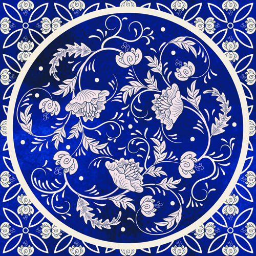 vectores de ornamentos decorativos azul estilo ruso