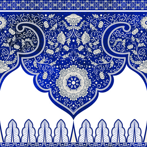 Blue Decorative Ornaments Russian Style Vector