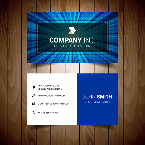 kartu bisnis elegan biru