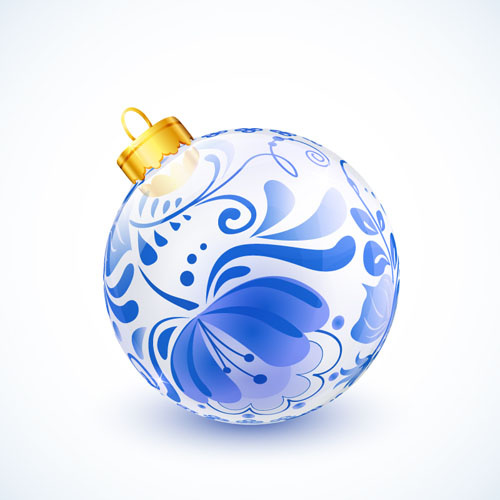 azul floral Natal bola criativo vector