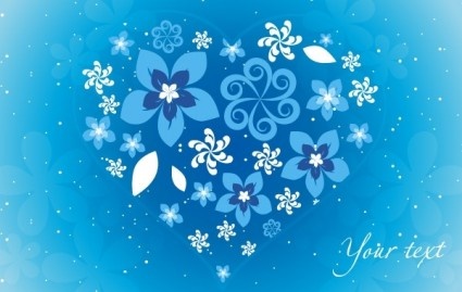 vector coração floral azul