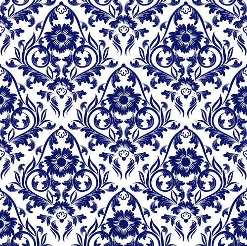 blaue florale Ornamente Muster nahtloser Vektor