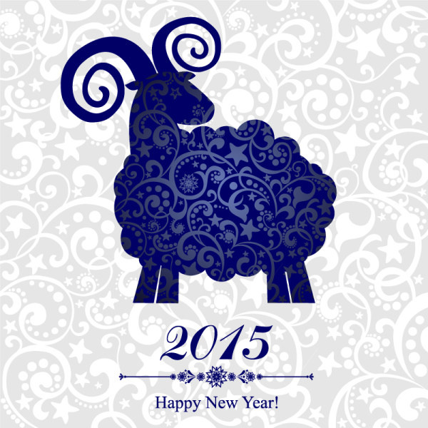sheep15 floral azul año nuevo fondo