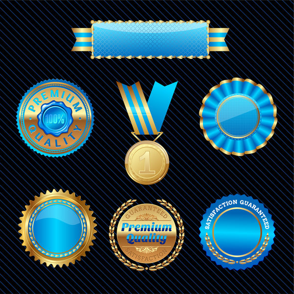 Médaille de badge brillant bleu