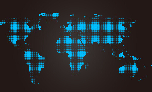 藍色LED的世界地圖向量