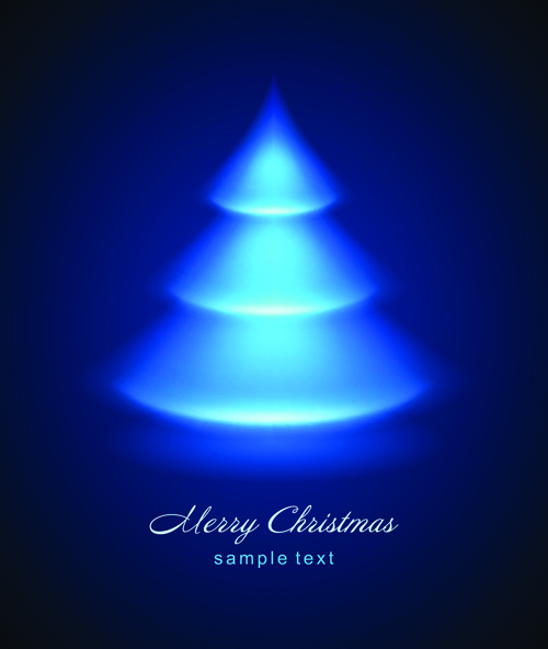 pohon Natal cahaya biru desain vektor