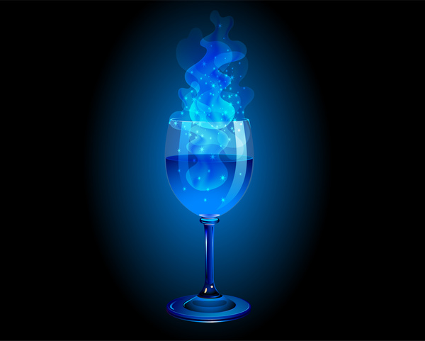синий волшебный бокал для вина