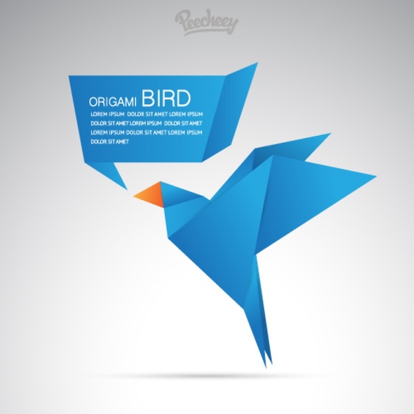 pássaro origami azul