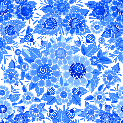 vecteur d’ornements bleu motif floral