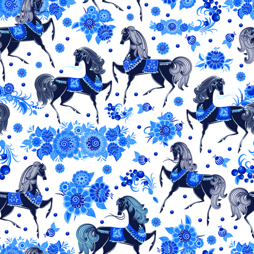 blaue Ornamente floralen Muster Vektor