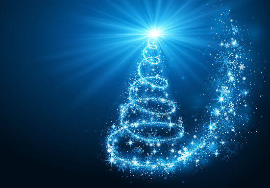 blaue Strahlen Weihnachtsbaum Vektor Hintergrund
