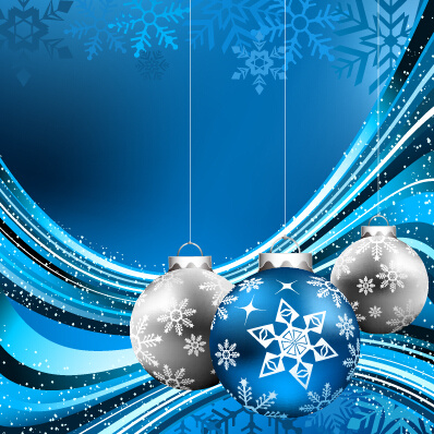 ブルー スタイル クリスマスつまらないものとスノーフレークの背景