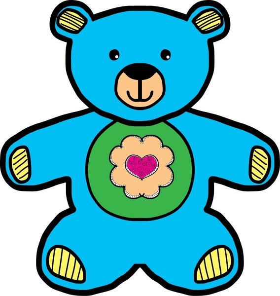 illustration vectorielle de dessin d’ours en peluche bleu