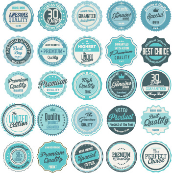 vector circular etiquetas vintage azul
