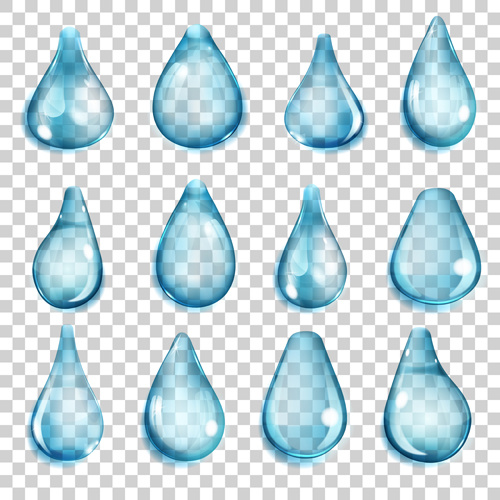 青い水滴ベクトル セット