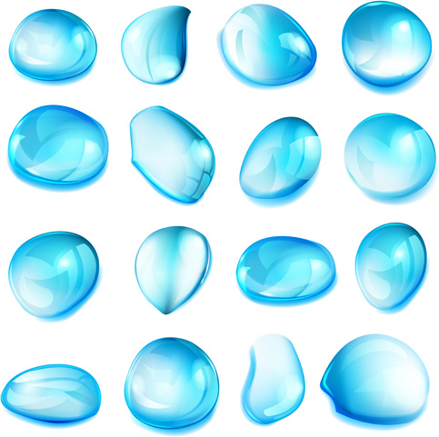 blauen Wassertropfen Vektoren set