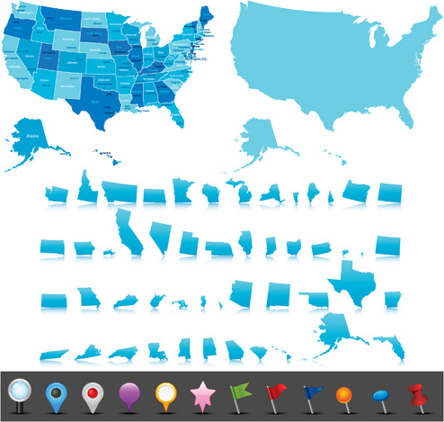 الأزرق خريطة العالم مع رمز النواقل