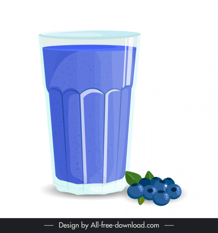 blueberry smoothie ícone de vidro esboço clássico azul