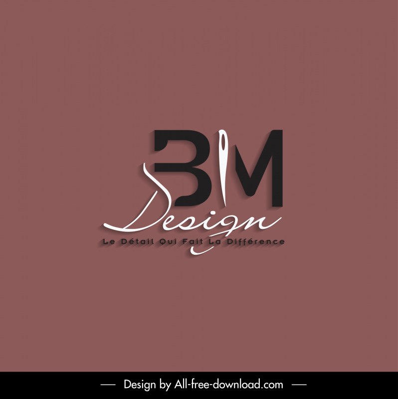 bm design logotipo modelo flat textos caligráficos esboço